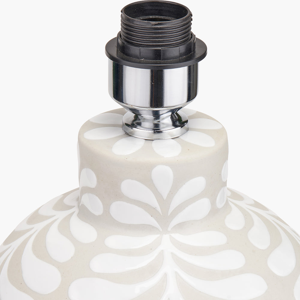 Tania Grey & White Pattern Ceramic Table Lamp - Base Only